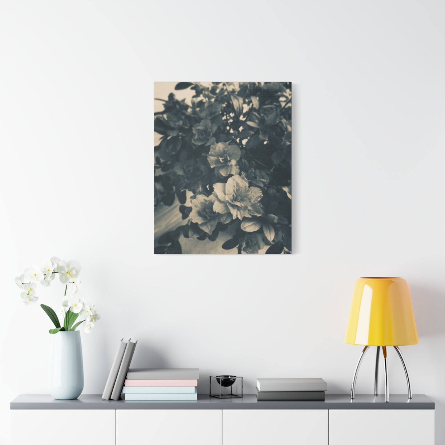 Black & White Floral Matte Canvas Art - Stretched Wall Decor