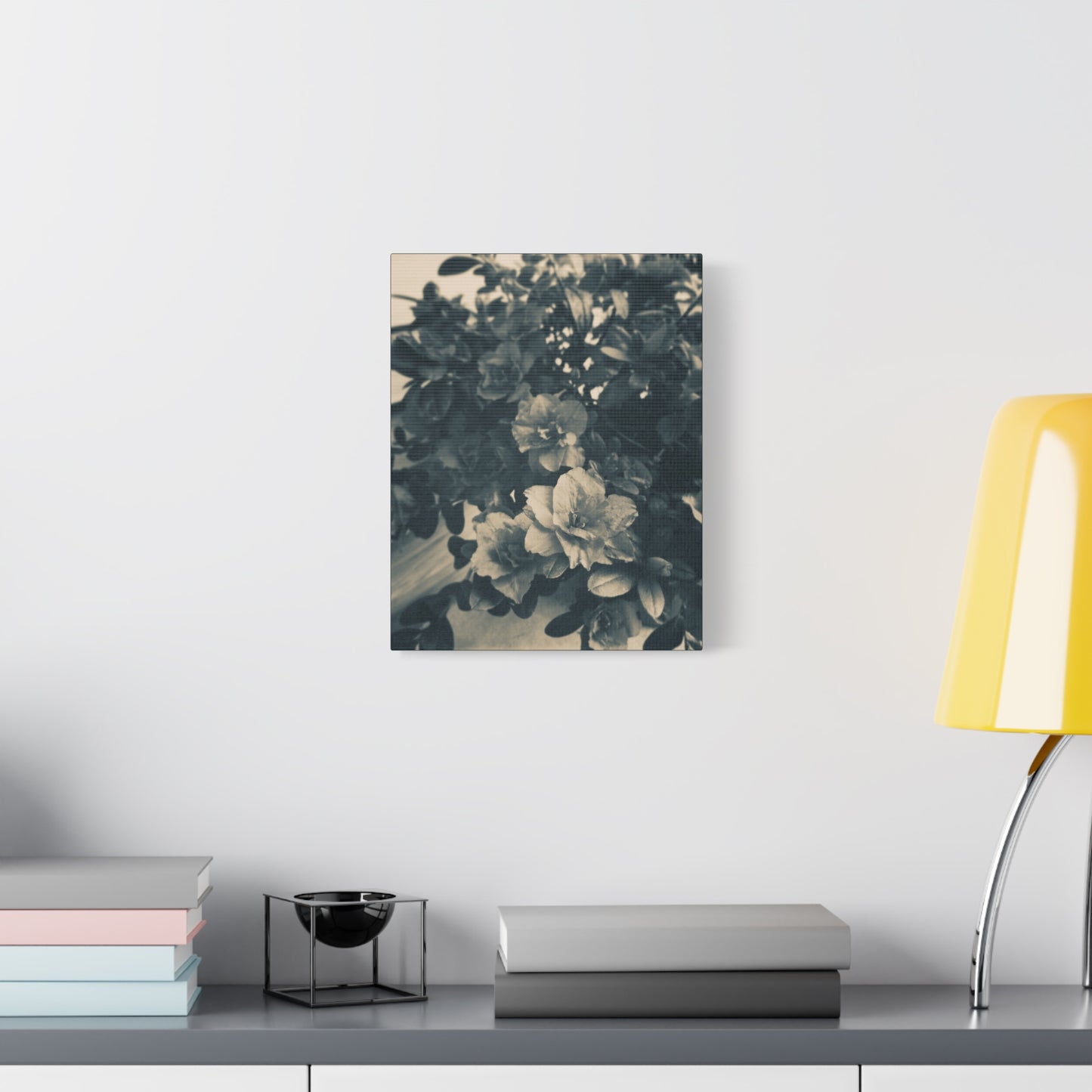 Black & White Floral Matte Canvas Art - Stretched Wall Decor