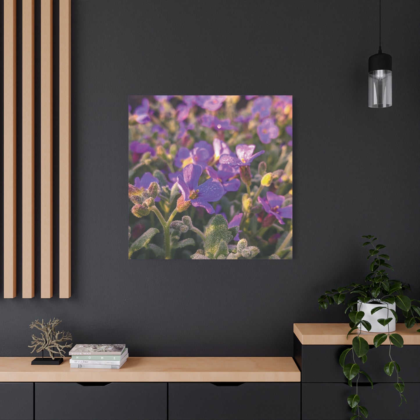 Purple Floral Matte Canvas Wall Art