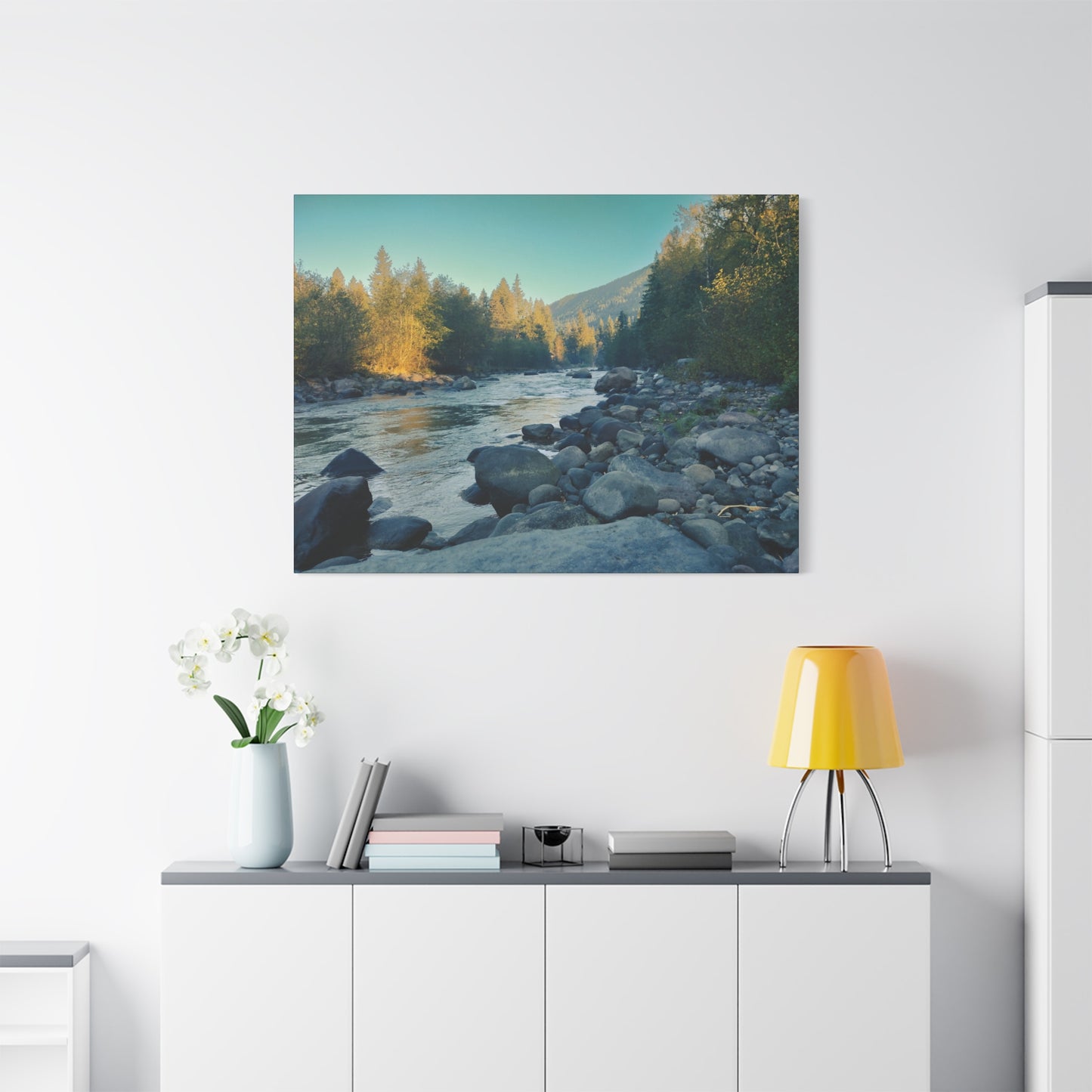 Sandy River, OR Matte Canvas Wall Art - Tranquil River Landscape Decor