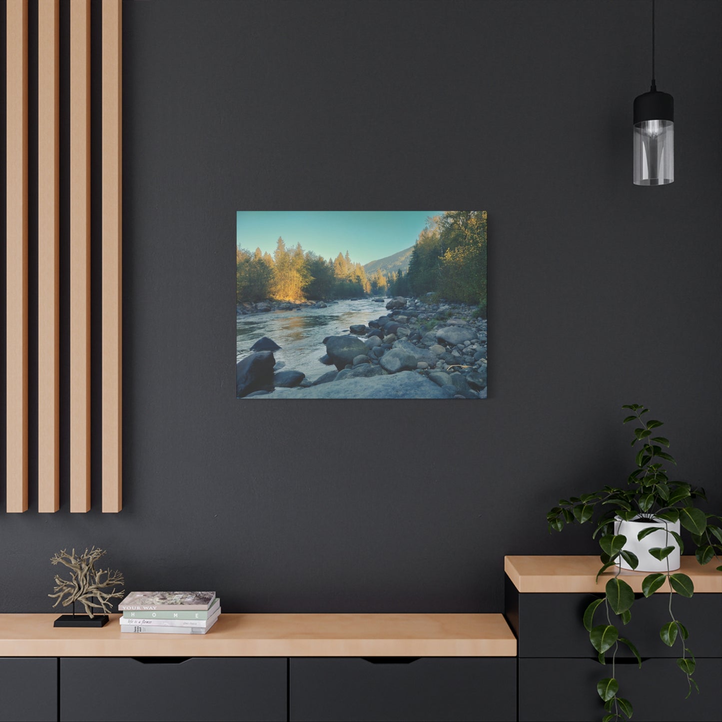 Sandy River, OR Matte Canvas Wall Art - Tranquil River Landscape Decor