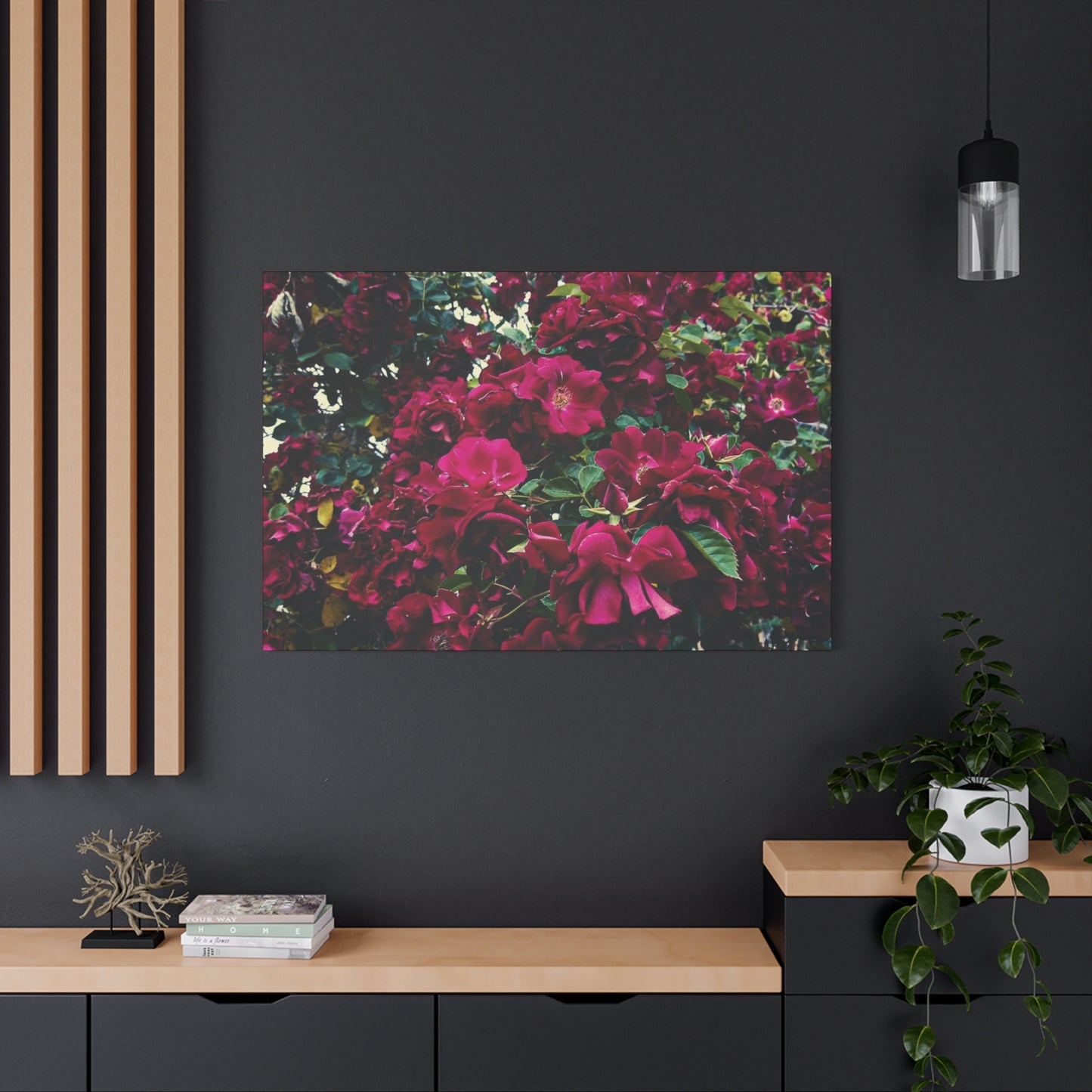 Floral Matte Canvas Wall Art - Pink Flower Burst for Home Decor