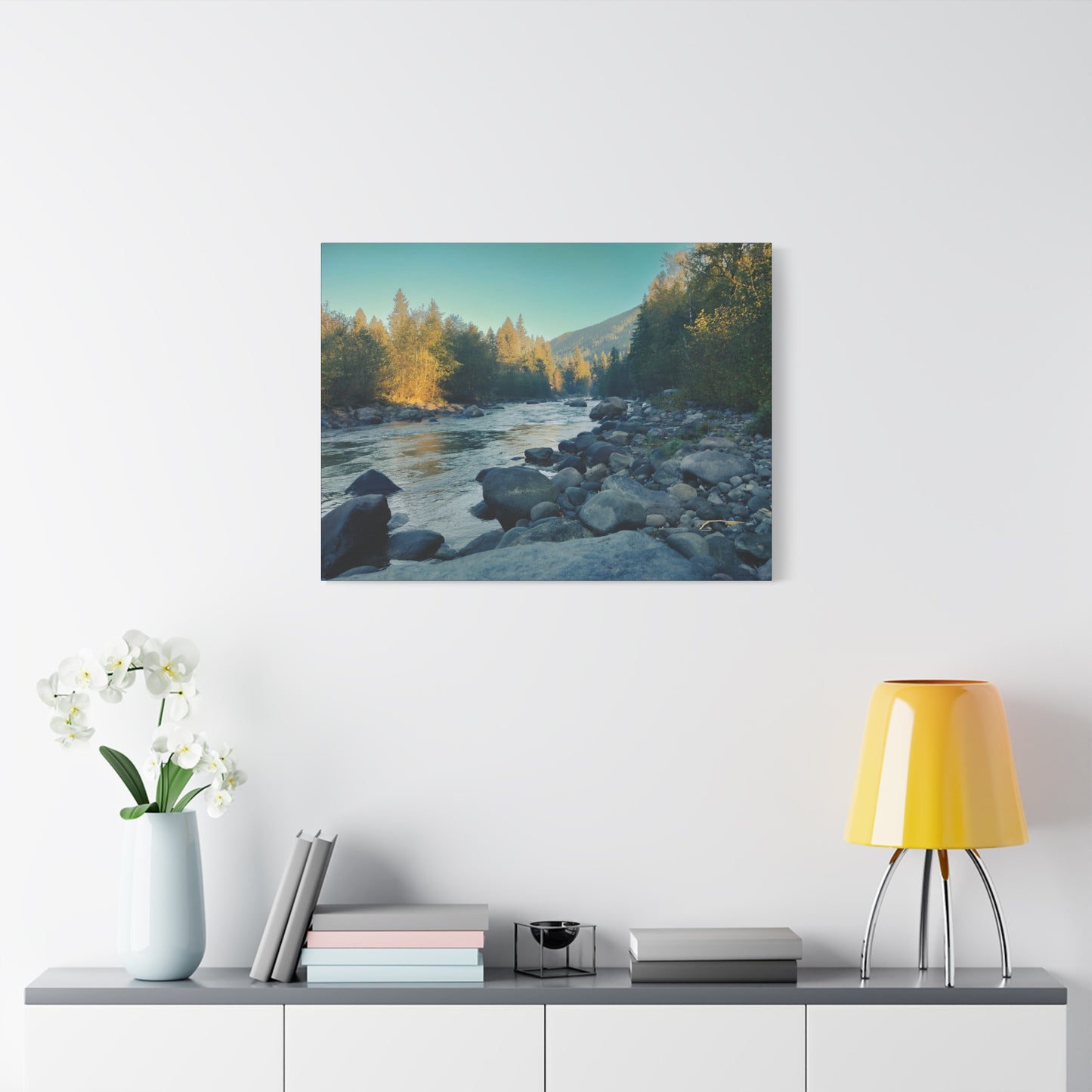 Sandy River, OR Matte Canvas Wall Art - Tranquil River Landscape Decor