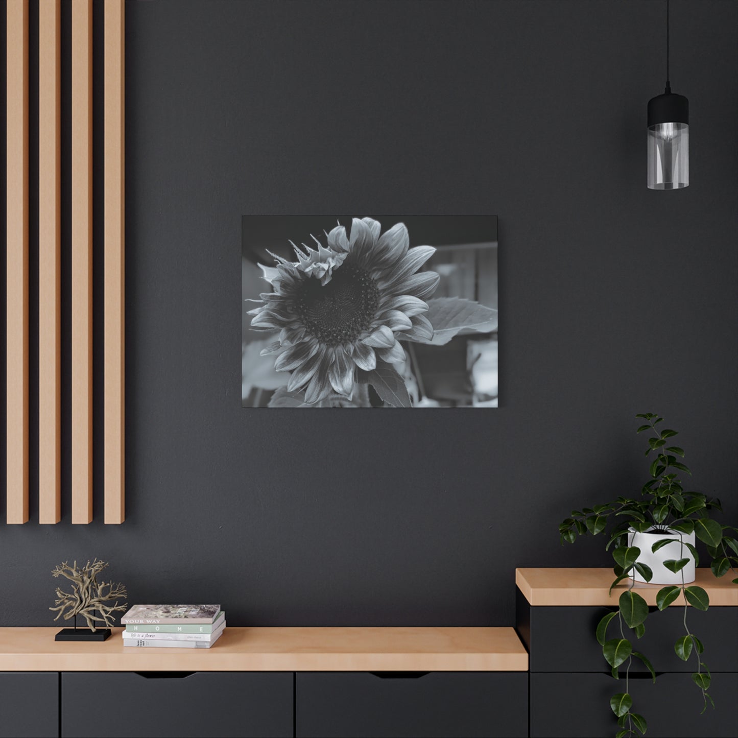 Black and White Sunflower Canvas Wall Art