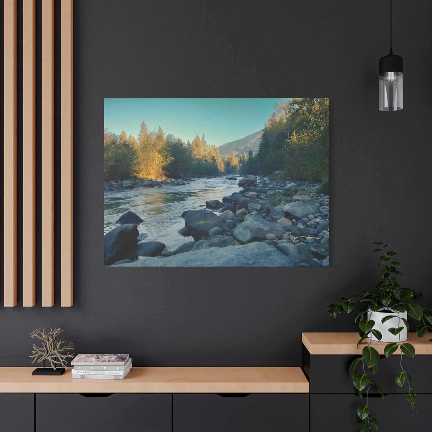 Sandy River, OR Matte Canvas Wall Art - Tranquil River Landscape Decor