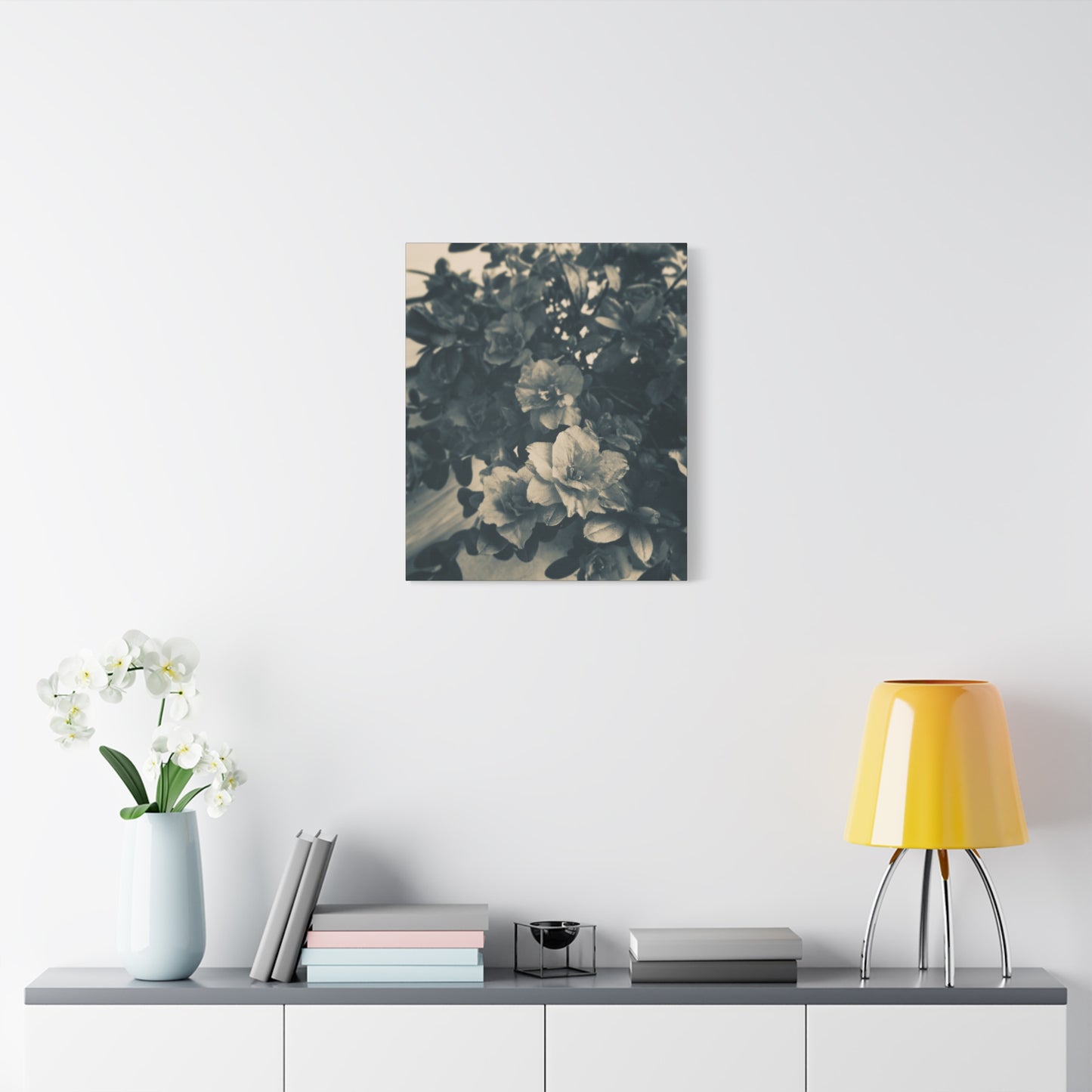 Black & White Floral Matte Canvas Art - Stretched Wall Decor