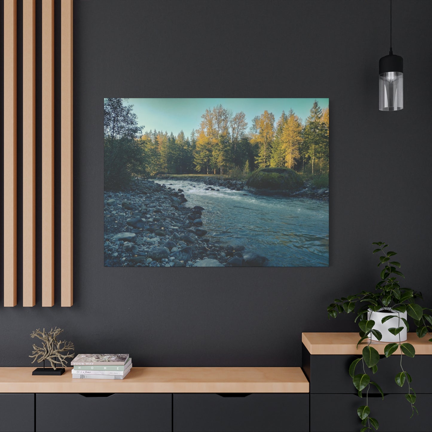 Sandy River,OR II- Golden Hour Canvas Wall Art - 1.25" Stretched Matte Design