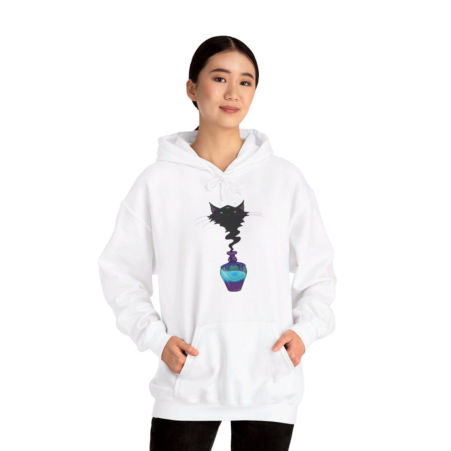 Black Cat (Front) Unisex Heavy Blend™ Hooded Sweatshirt