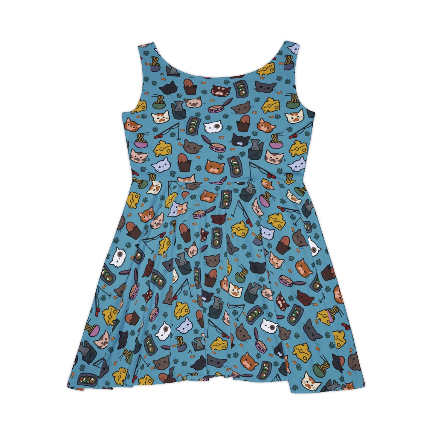 All-things-cats! blue Skater Dress (AOP)