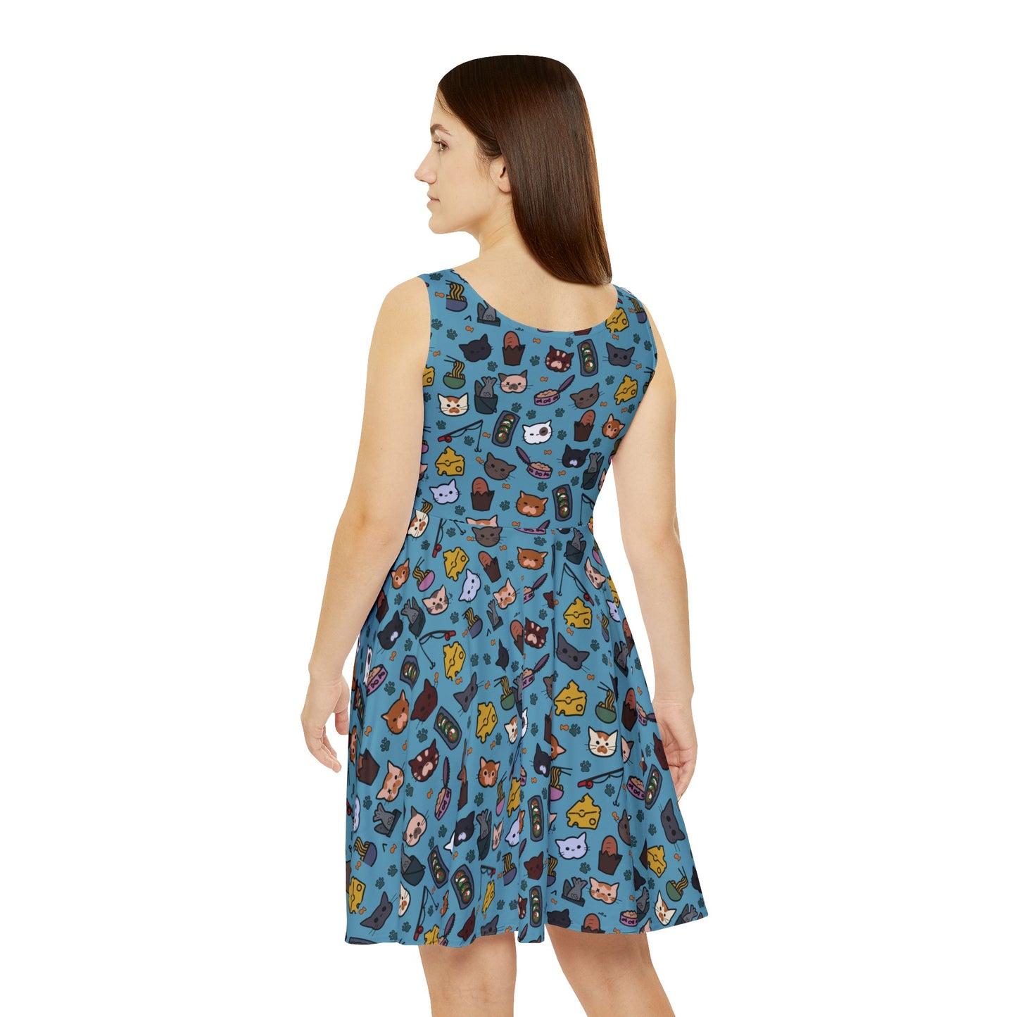 All-things-cats! blue Skater Dress (AOP)