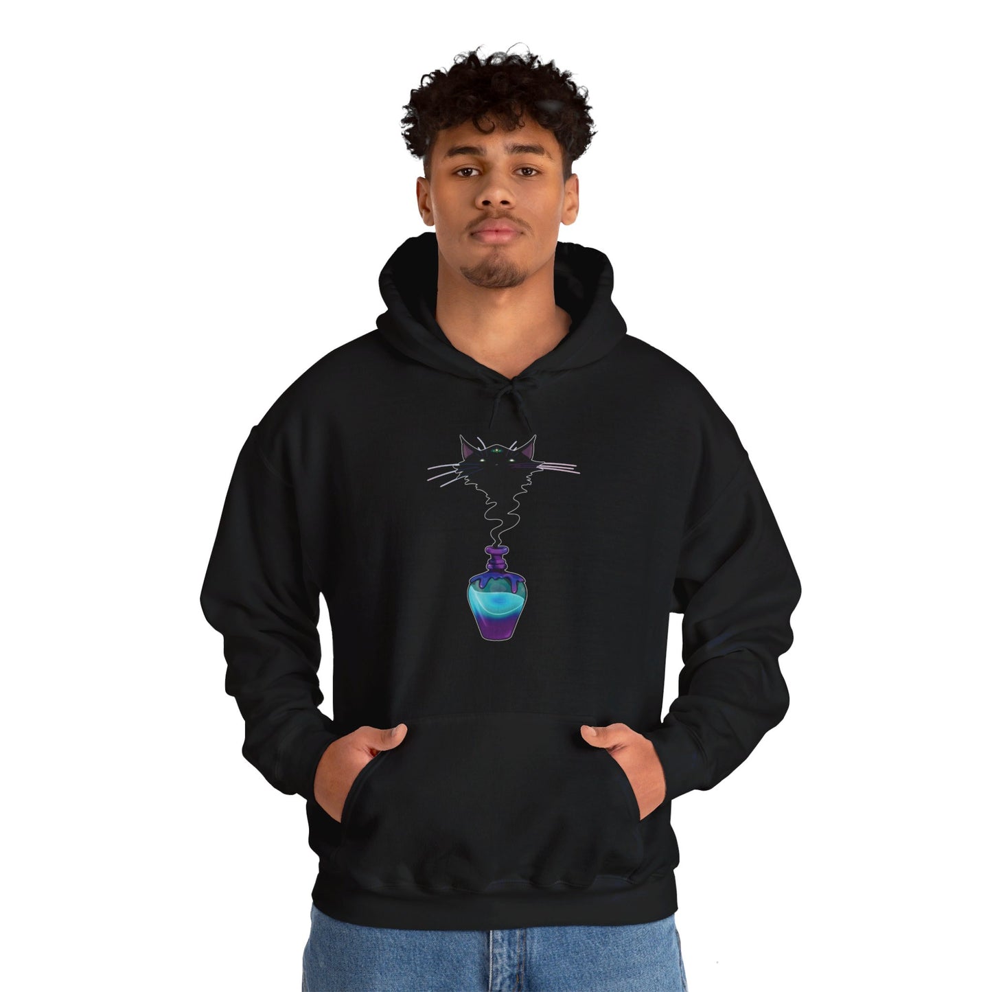 Black Cat (Front) Unisex Heavy Blend™ Hooded Sweatshirt