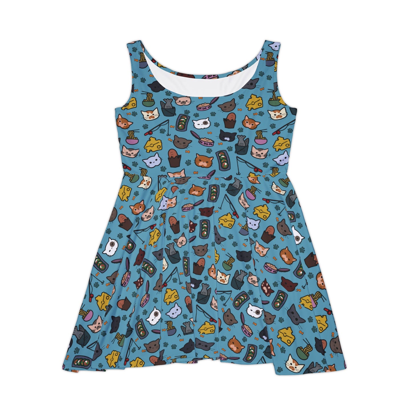 All-things-cats! blue Skater Dress (AOP)