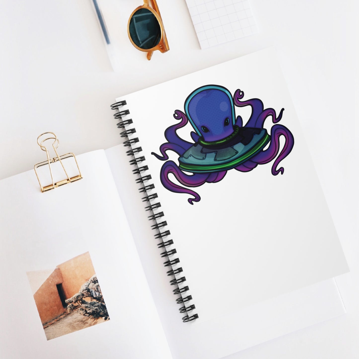 Alien Octopus Spiral Notebook - Ruled Line