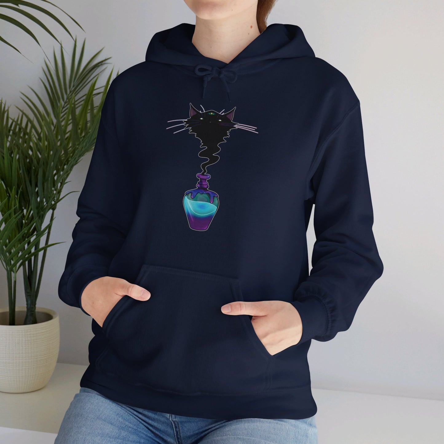 Black Cat (Front) Unisex Heavy Blend™ Hooded Sweatshirt