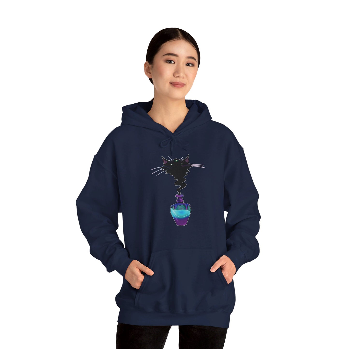 Black Cat (Front) Unisex Heavy Blend™ Hooded Sweatshirt