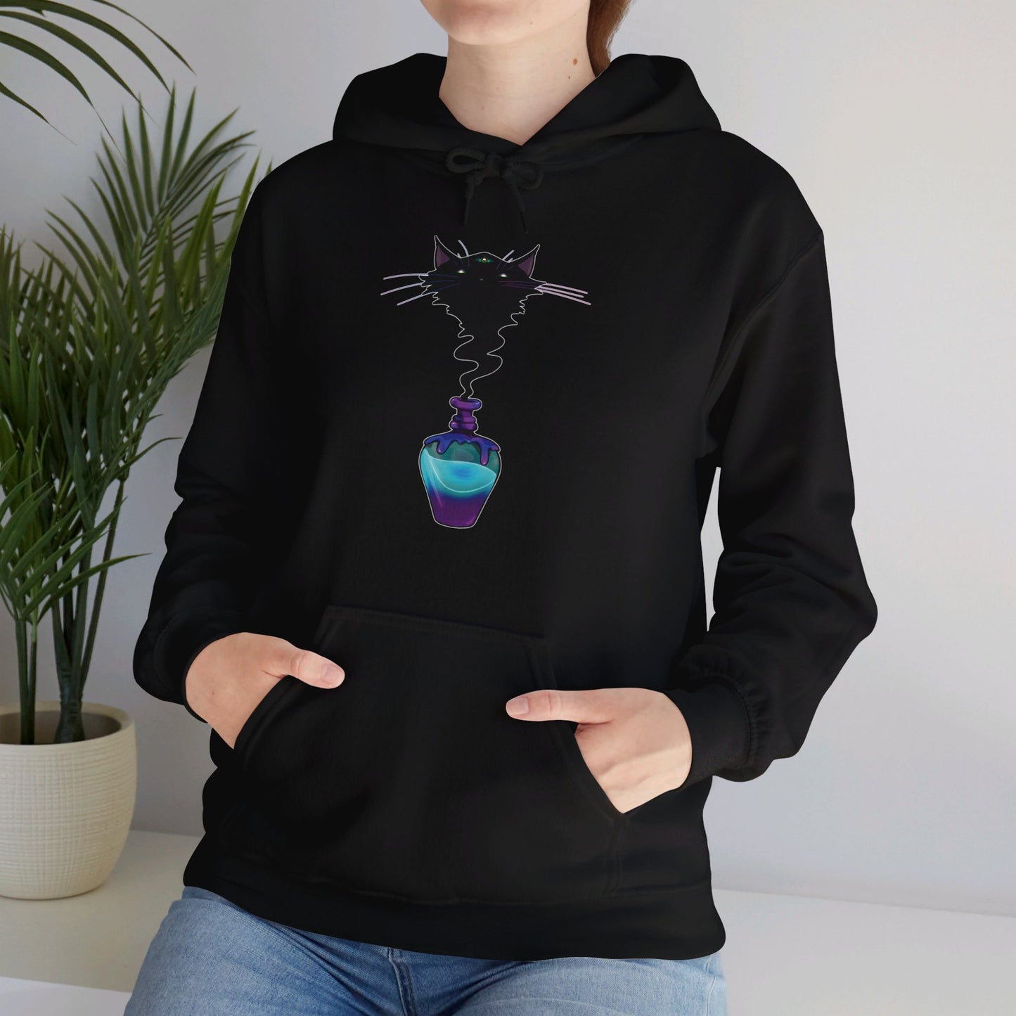 Black Cat (Front) Unisex Heavy Blend™ Hooded Sweatshirt