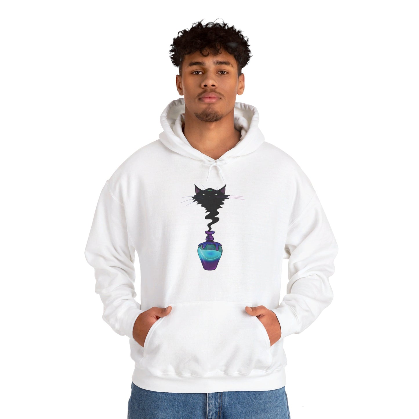 Black Cat (Front) Unisex Heavy Blend™ Hooded Sweatshirt