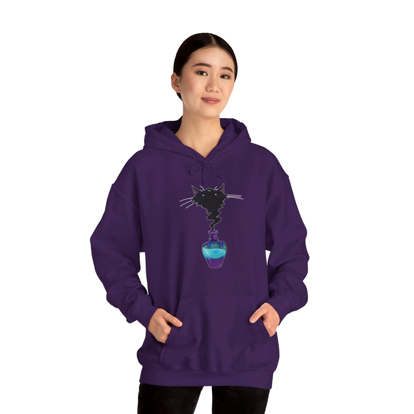 Black Cat (Front) Unisex Heavy Blend™ Hooded Sweatshirt